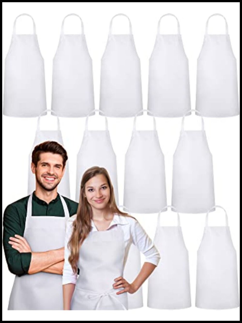 36 Pack Bulk Bib Aprons Polyester Fiber Waterproof Adjustable Unisex Kitchen